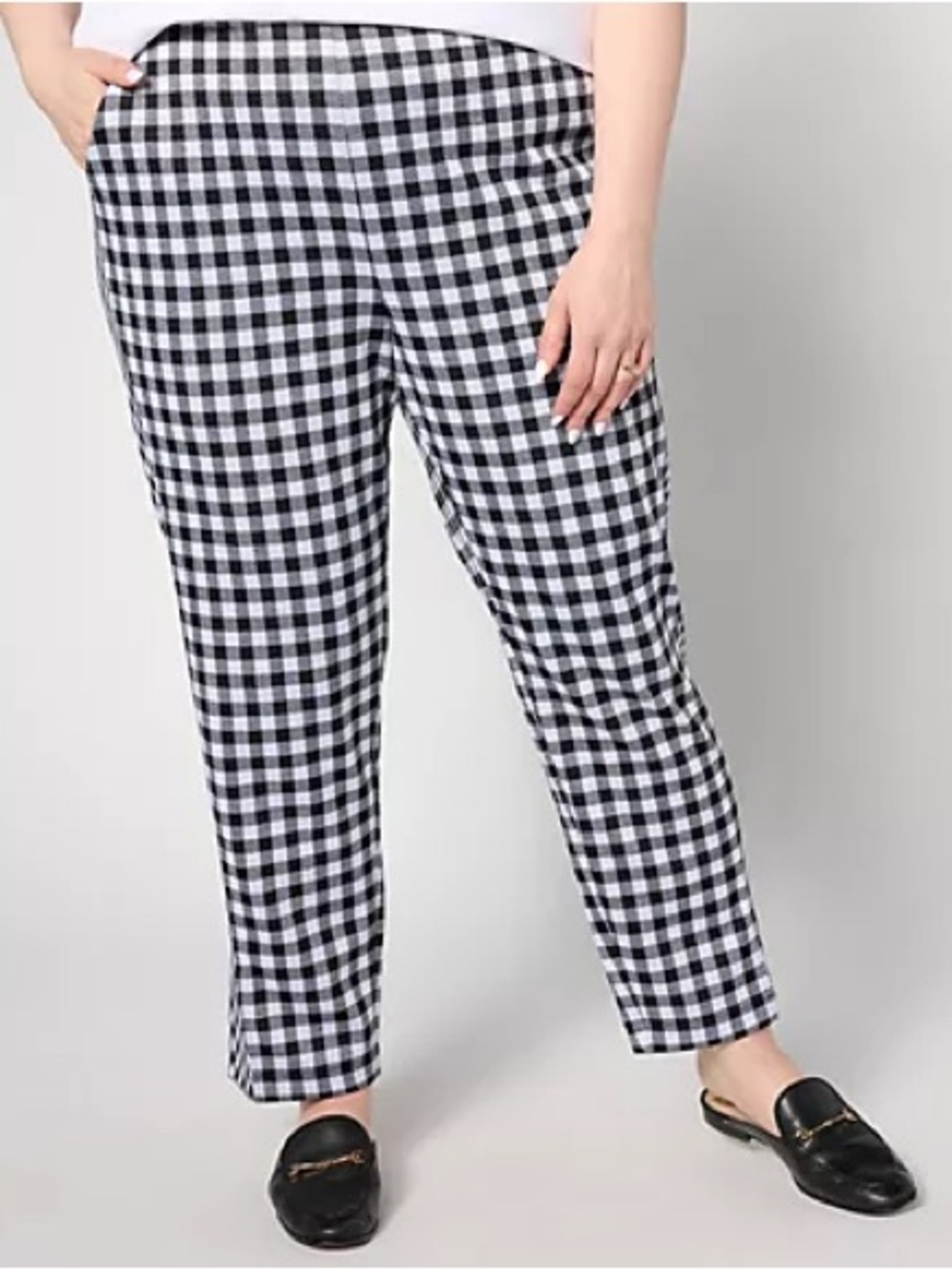 Isaac Mizrahi Live! B&W Gingham Pattern Ankle Pants (12P)